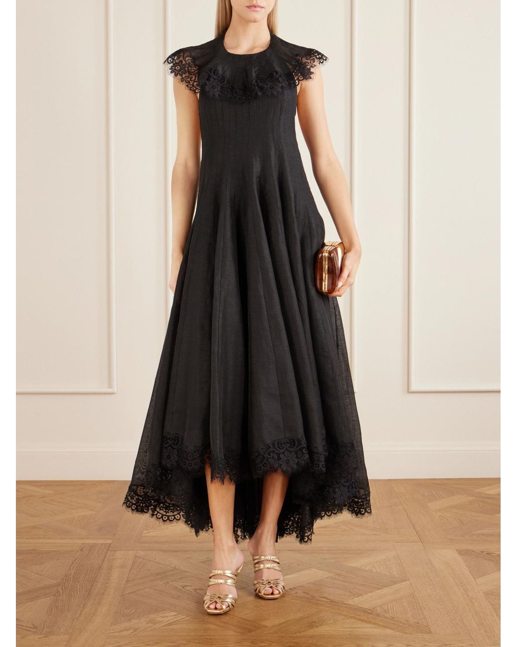 Zimmermann Black Lace-Trimmed Gown