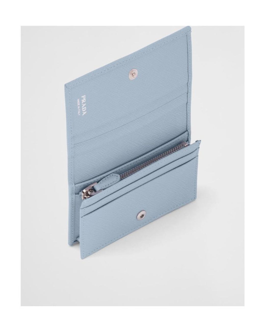 Prada Blue Small Saffiano Leather Wallet