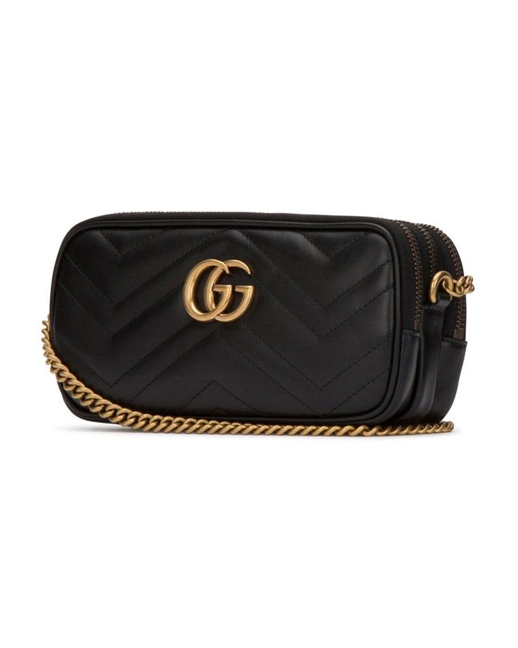 Gucci Black Gg Marmont Mini Chain Bag
