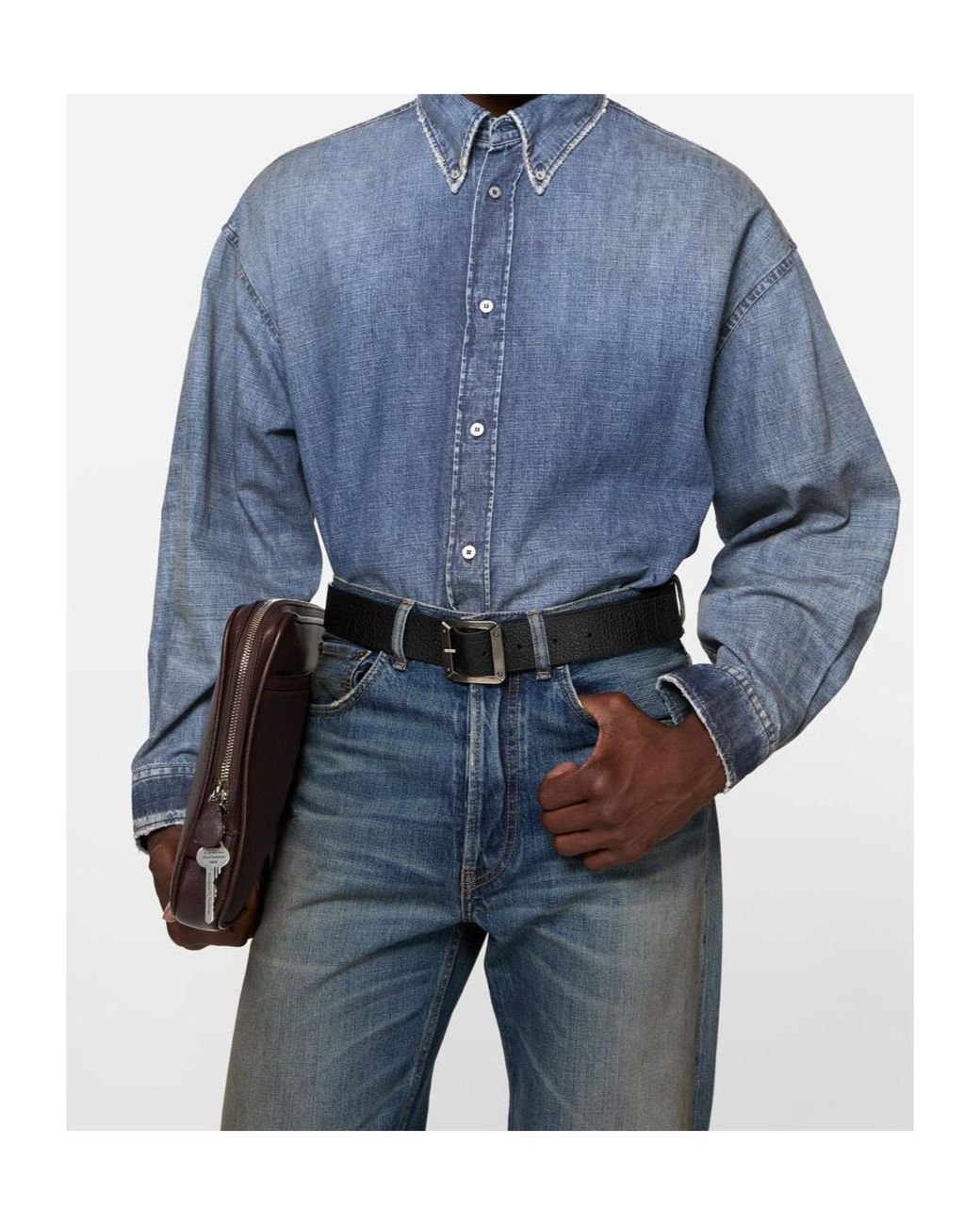 Acne Blue Button-Down Denim Shirt for men