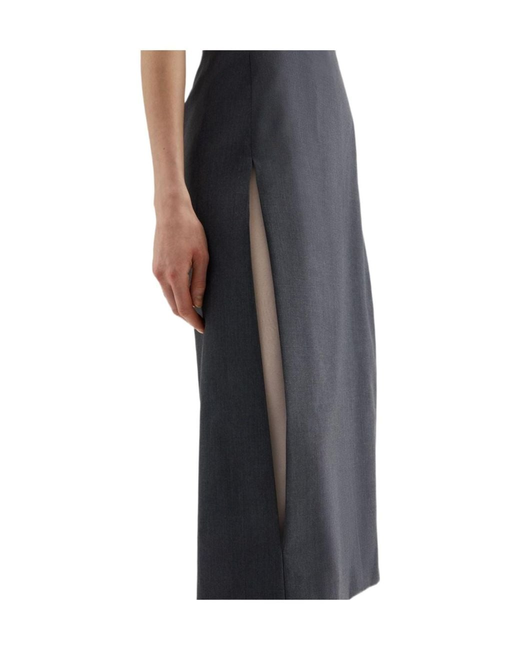 Jil Sander Gray Front Slit Maxi Skirt