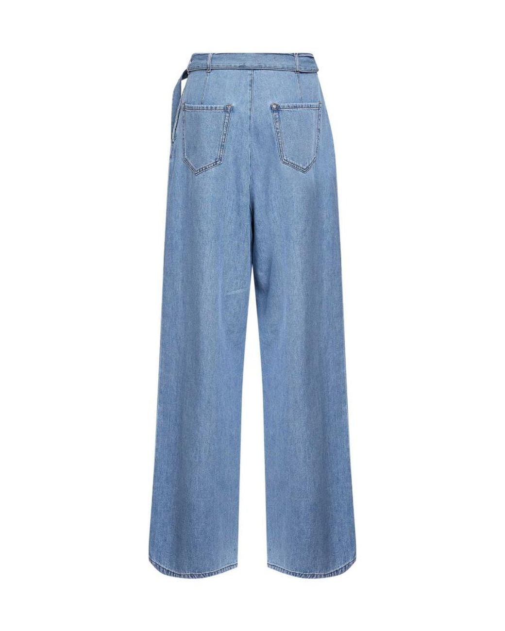 Dries Van Noten Blue Pleated Wide-Leg Jeans for men