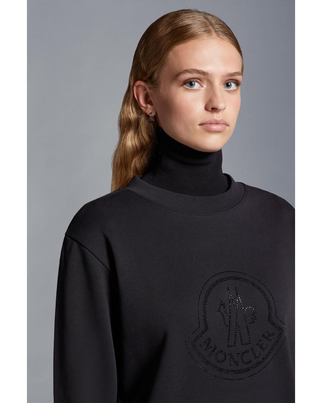Moncler Black Embellished Logo Crewneck Sweatshirt