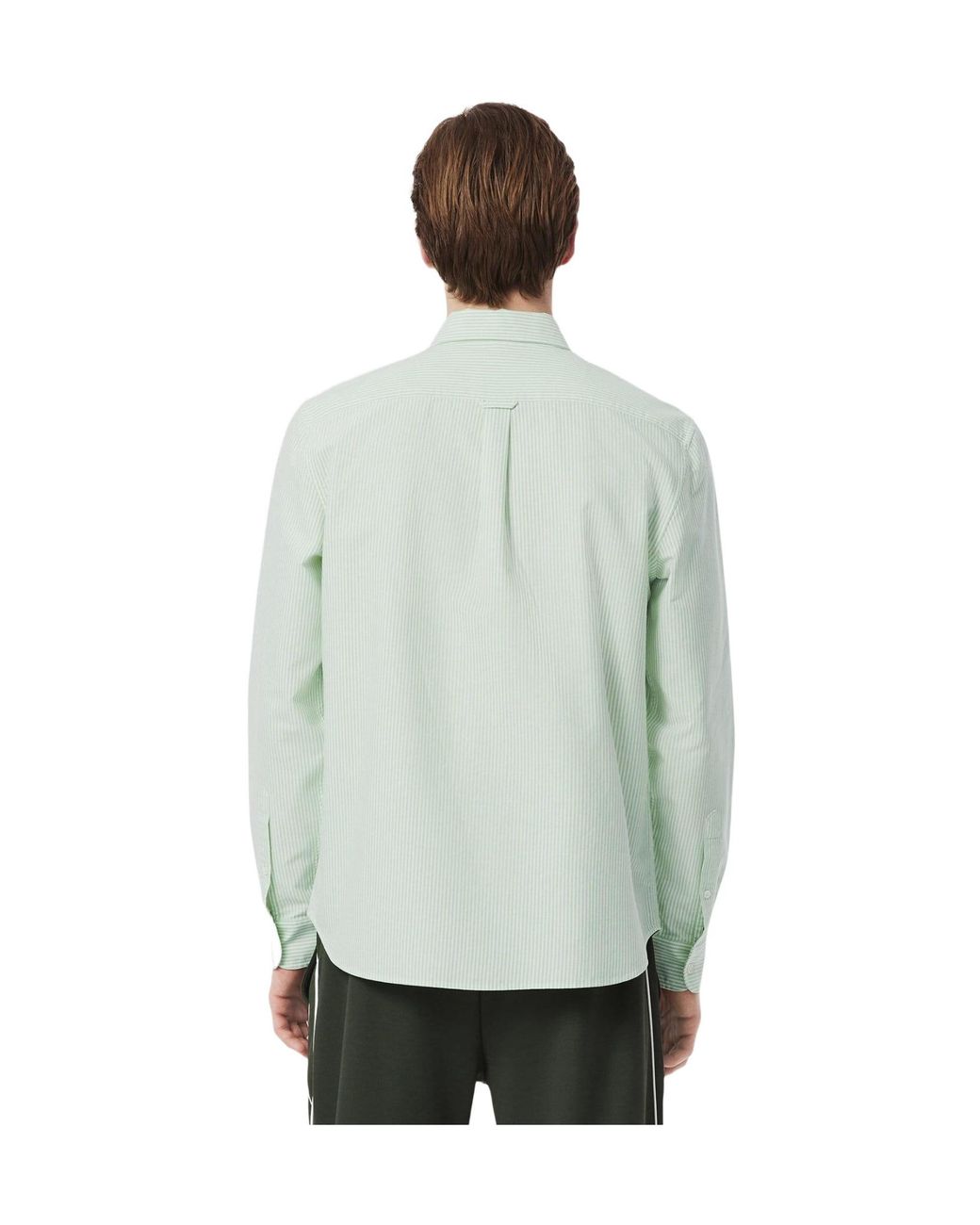 Lacoste Green Regular-Fit Striped Oxford Shirt for men