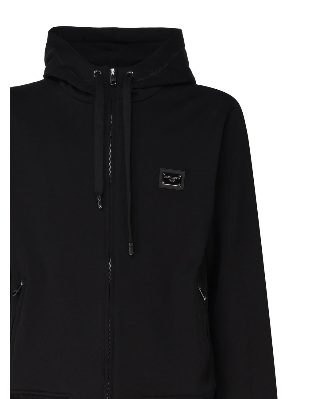 Dolce & Gabbana Black Zip-Up Jersey Hoodie for men