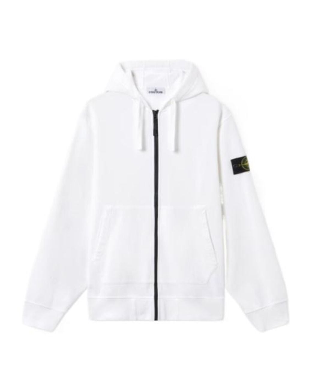 Stone Island White Regular-Fit Zip-Up Hooded Sweatshirt With Pockets for men