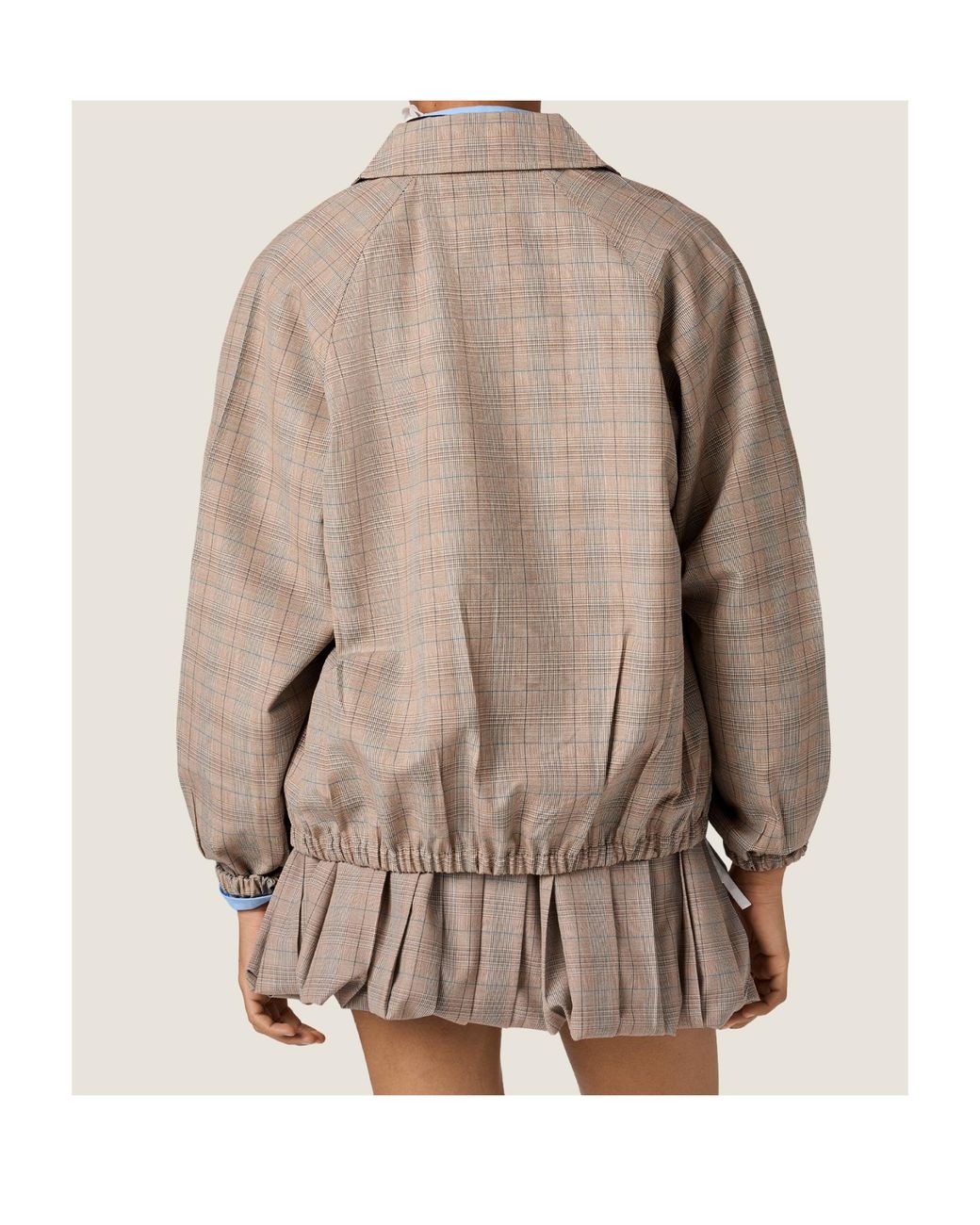 Miu Miu Gray Prince Of Wales Checked Blouson Jacket