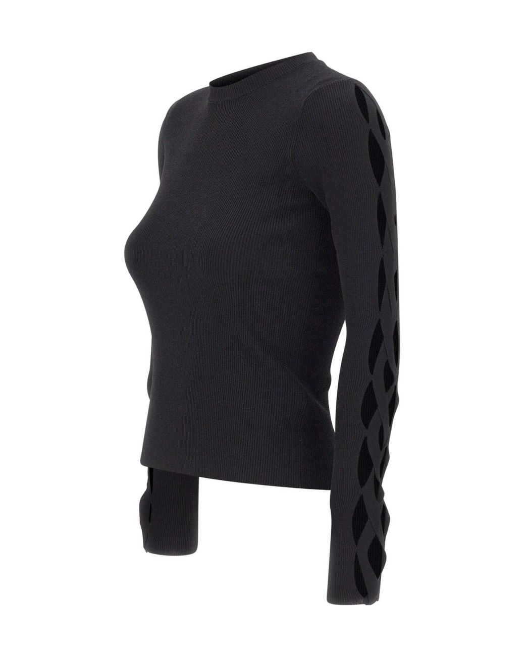Kaos Blue Openwork Sleeve Knitted Sweater