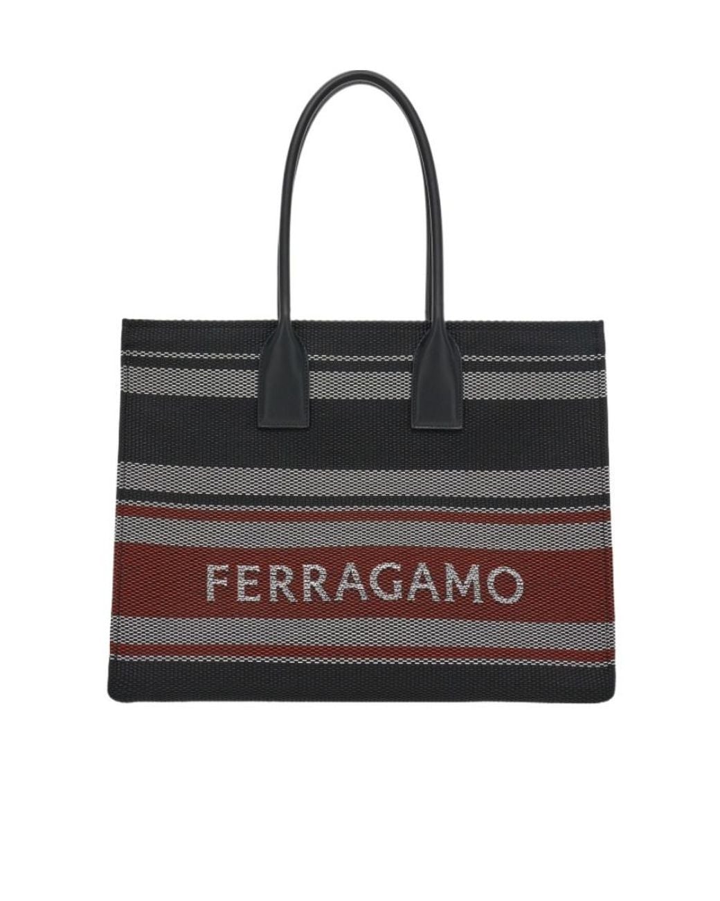 Ferragamo Black Ferragamo Logo Jacquard Signature Tote Bag