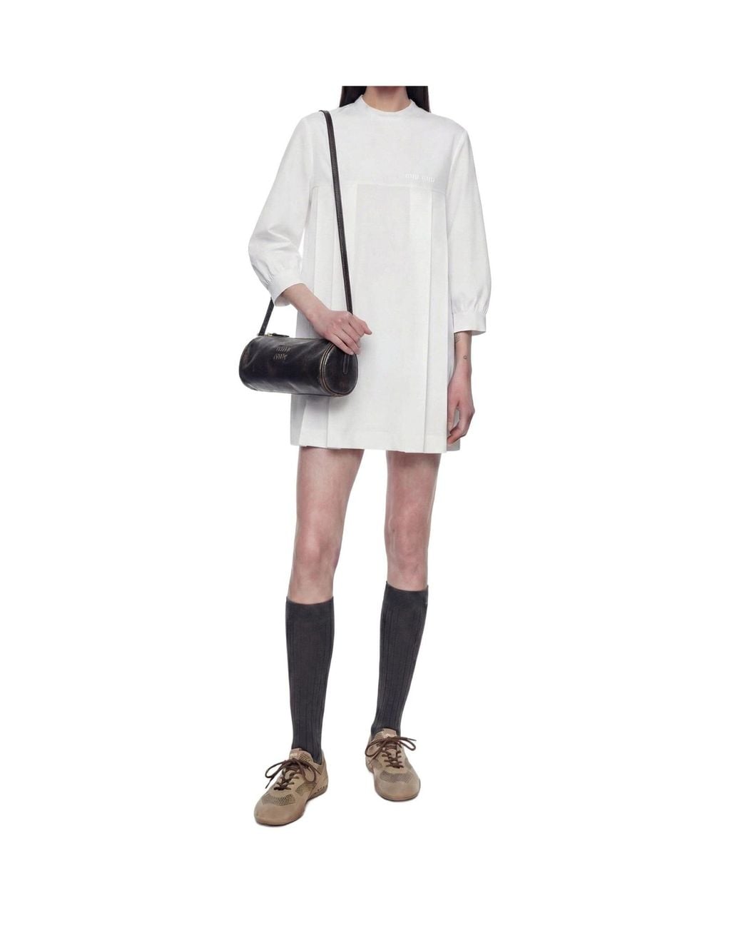 Miu Miu White Long-Sleeved Dress
