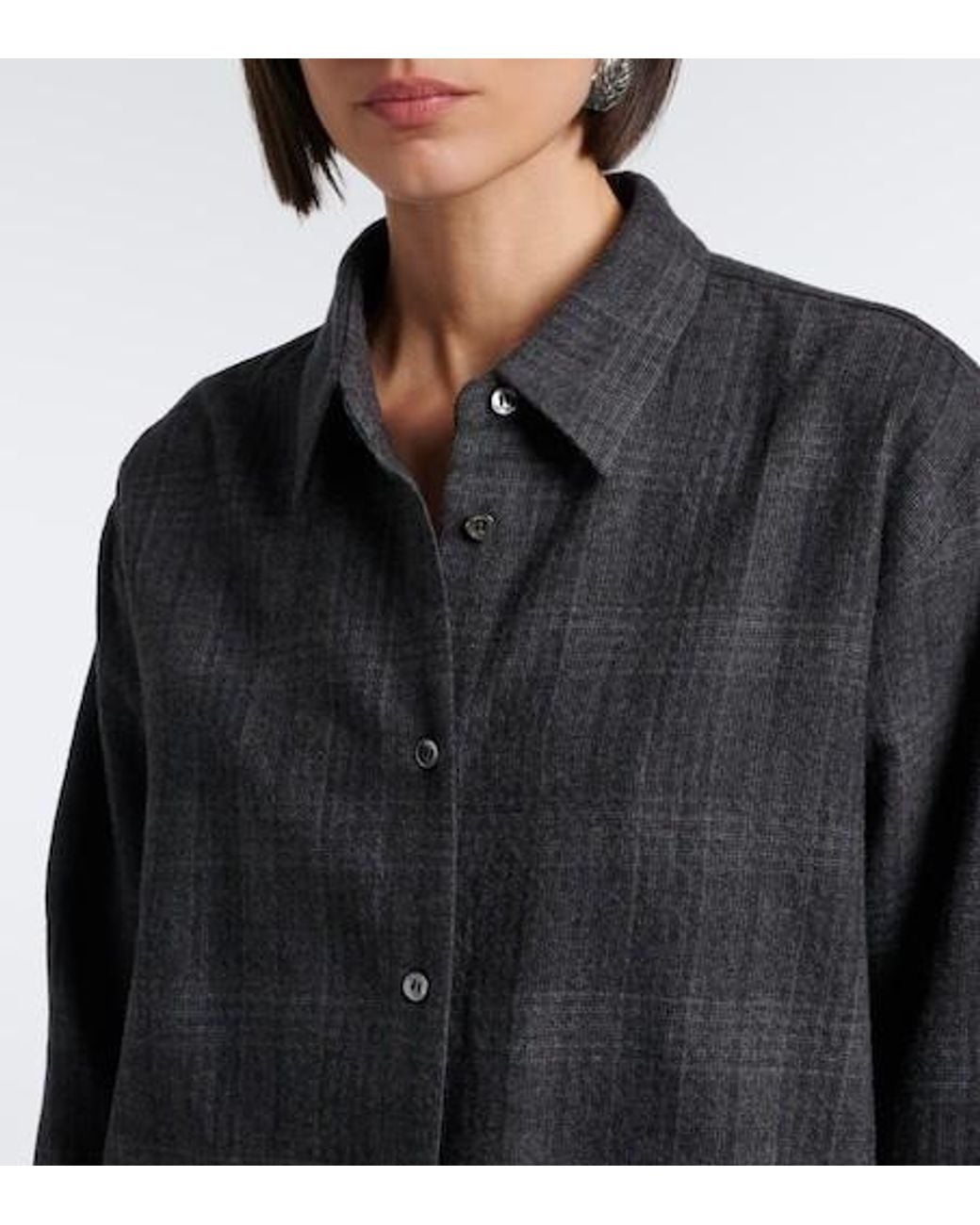 Magda Butrym Blue Classic Plaid Wool Shirt