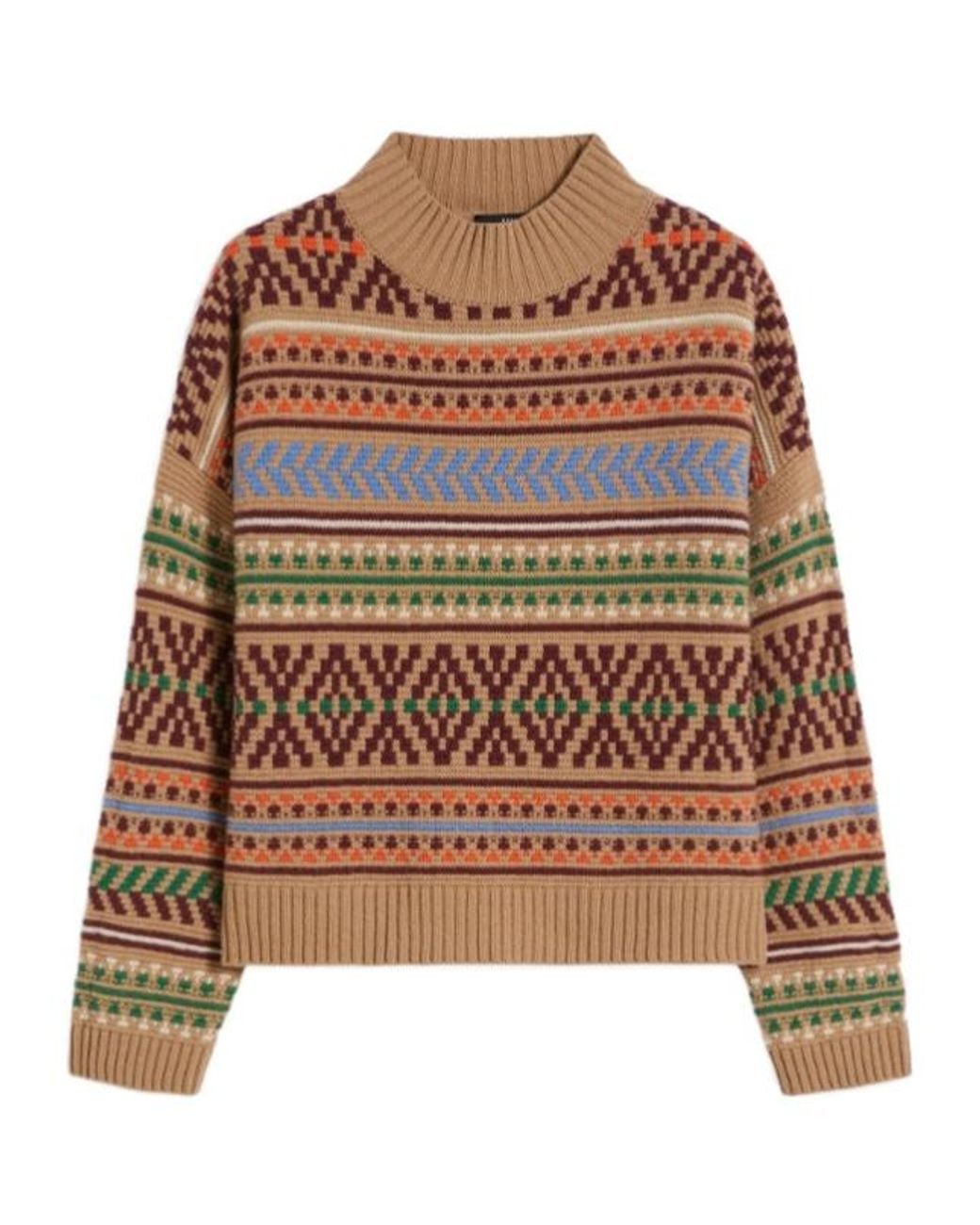 Weekend by Maxmara Brown Jacquard Crewneck Knitted Jumper