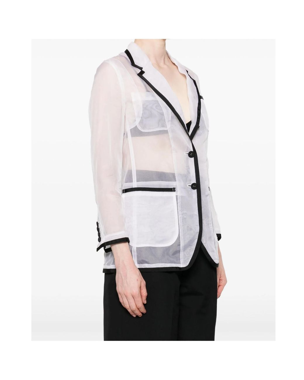 Thom Browne White Semi-Sheer Organza Blazer