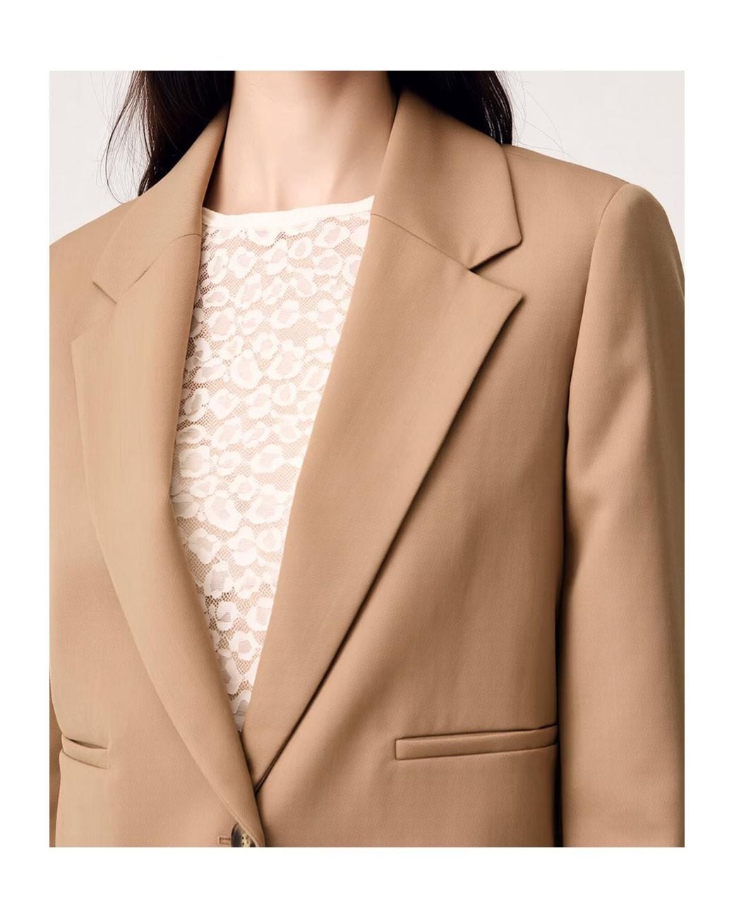 Marella Black Single-Button Blazer With A Lapel Collar