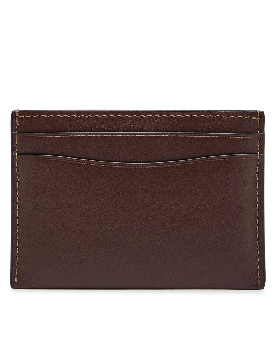COACH Brown Ultra-Thin Cowhide Card Holder