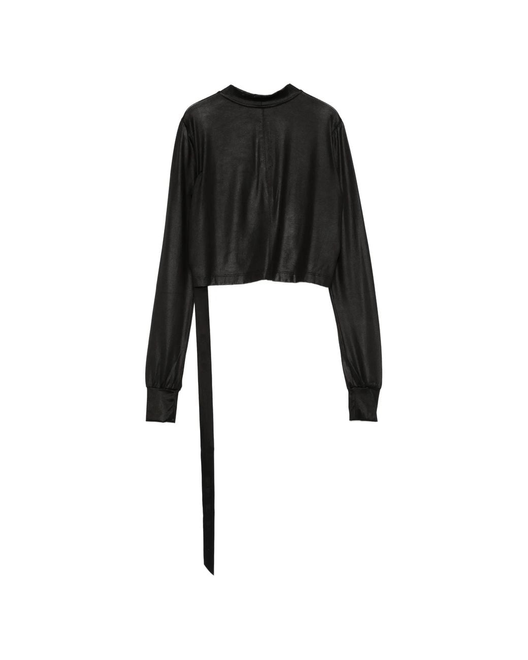 Rick Owens Black Ribbed Cropped Long-Sleeve Blouse