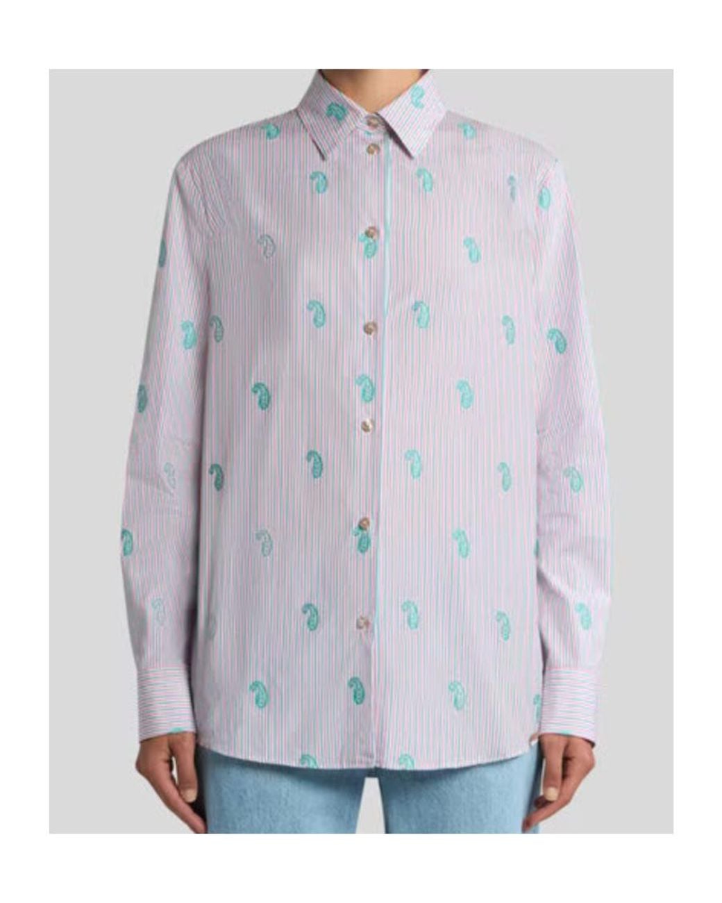 Etro Purple Striped Paisley Shirt