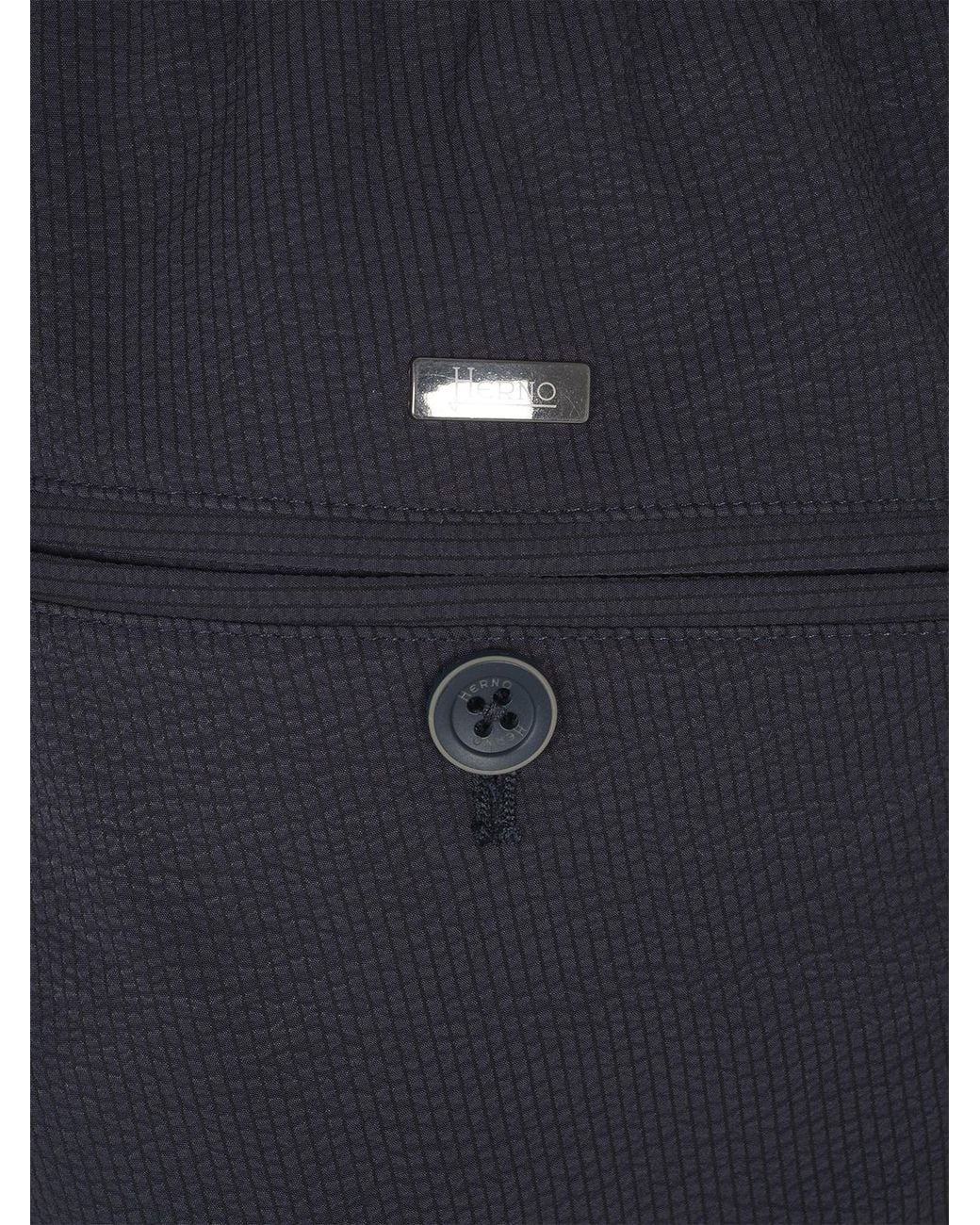 Herno Blue Seersucker Straight-Leg Trousers for men
