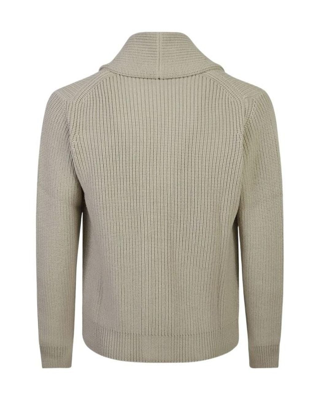 Drumohr Gray Ribbed-Knit Cardigan for men