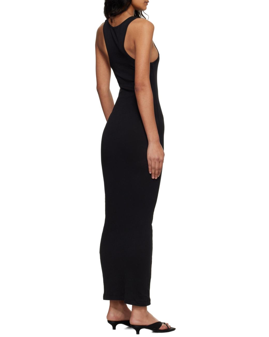 Entire studios Black Midi Muscle Tank Knitted Dress