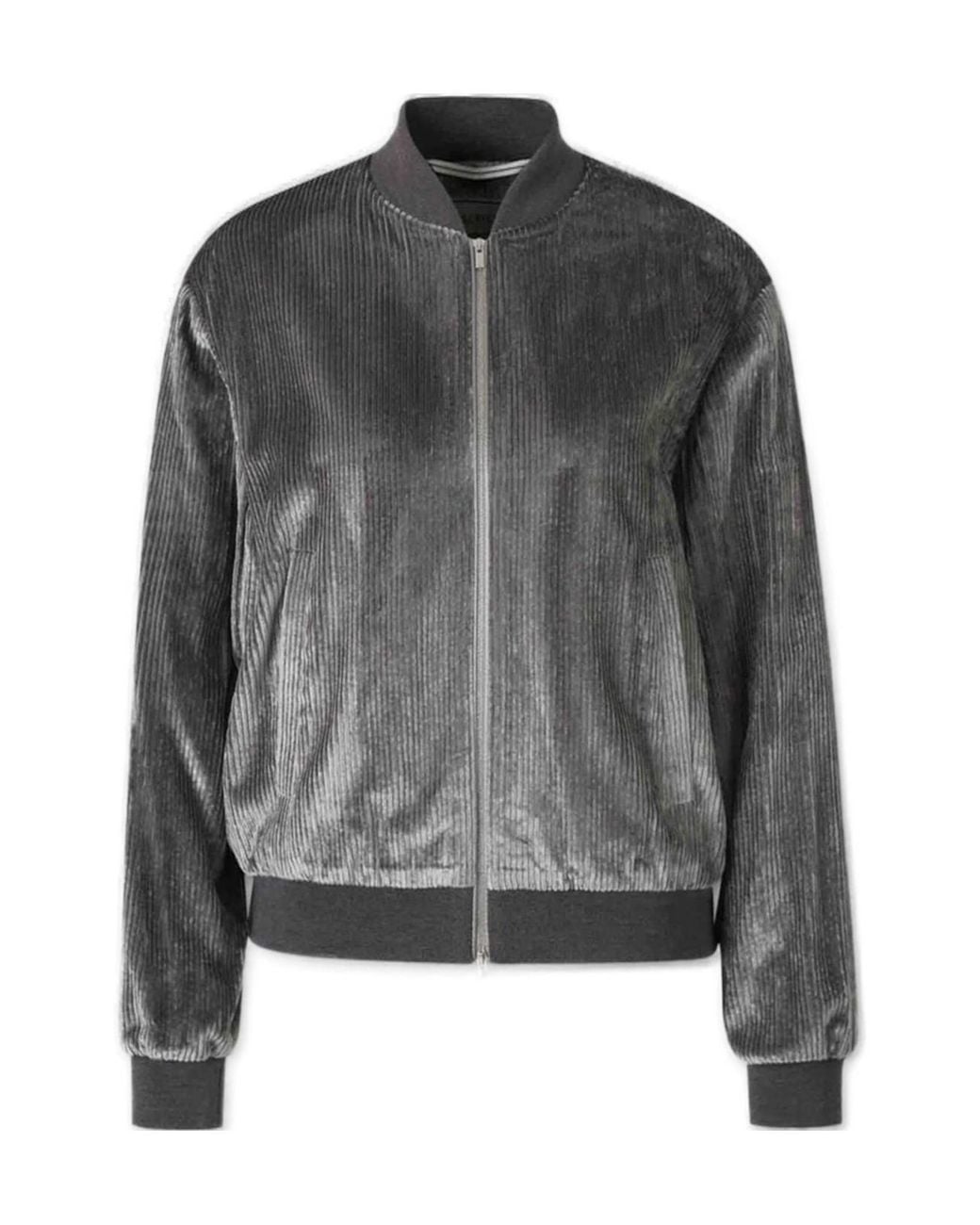 Peserico Gray Zipped Bomber Jacket