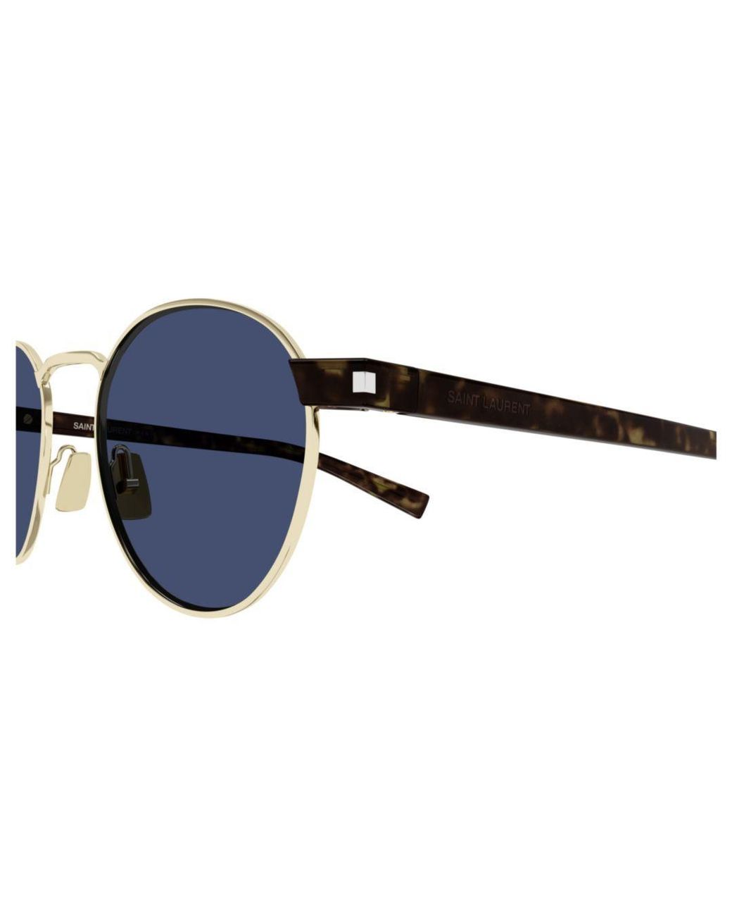 Saint Laurent Blue Eyewear Round Frame Sunglasses for men