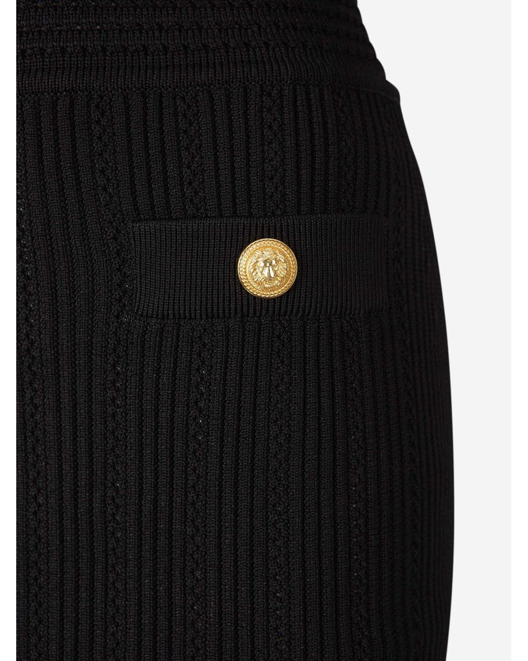 Balmain Black V-Neck Woven Mesh Mini Dress
