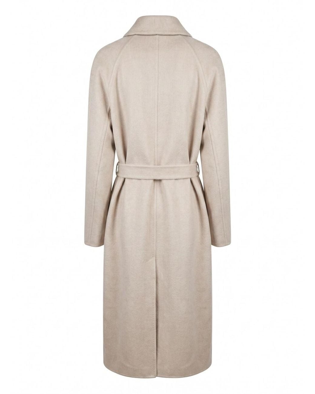 Brunello Cucinelli Natural Single-Breasted Belted Coat