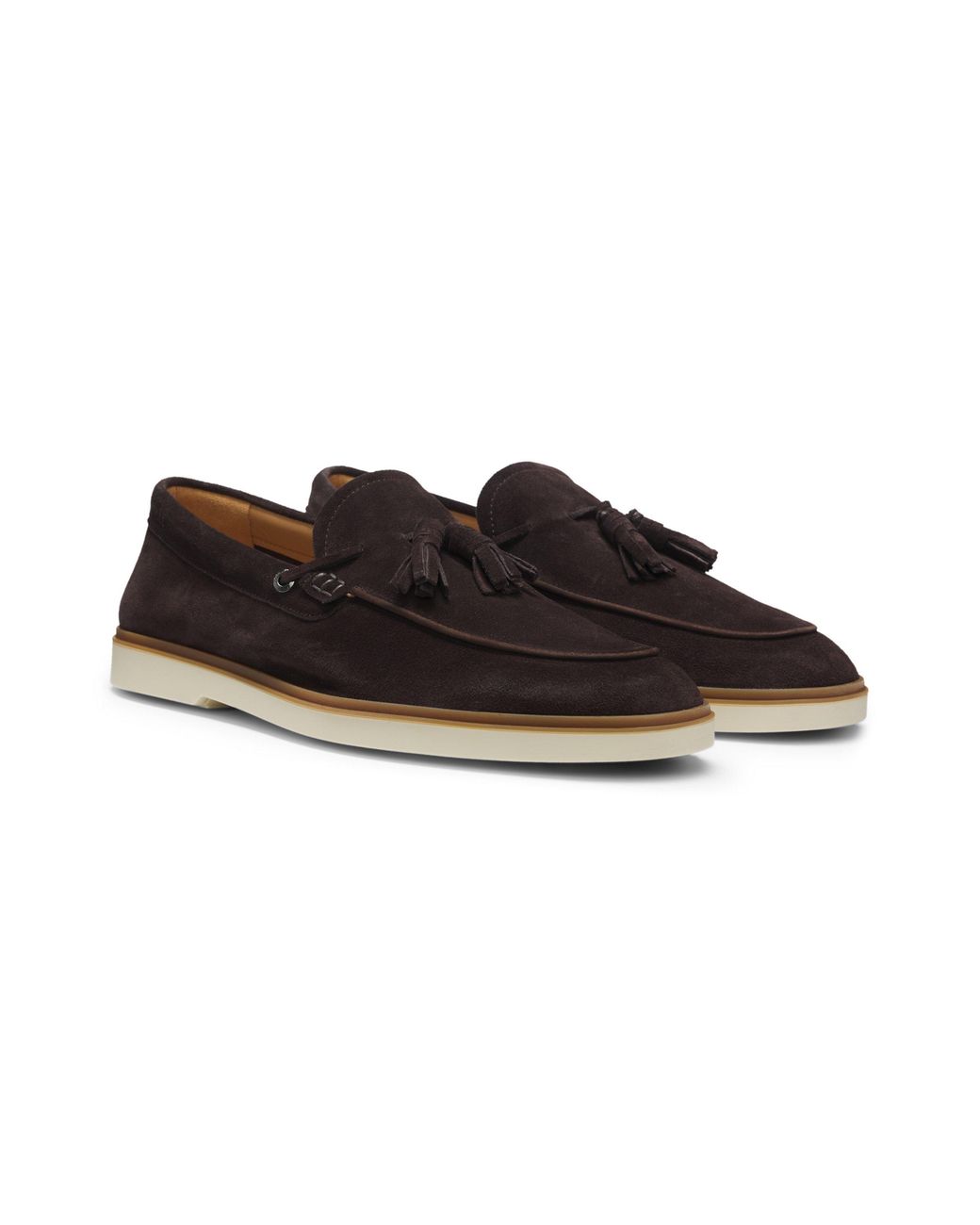 Boss Black Tassel-Detail Suede Loafers for men