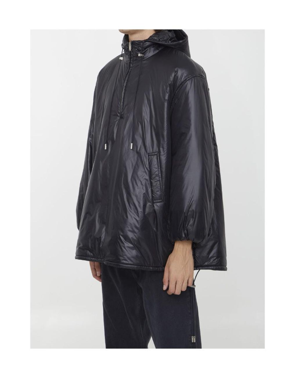 Saint Laurent Gray Saint Logo Embossed Drawstring Jacket for men