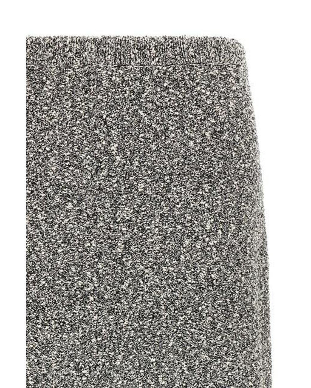 Tory Burch Gray Elastic Waistband Tweed Midi Skirt