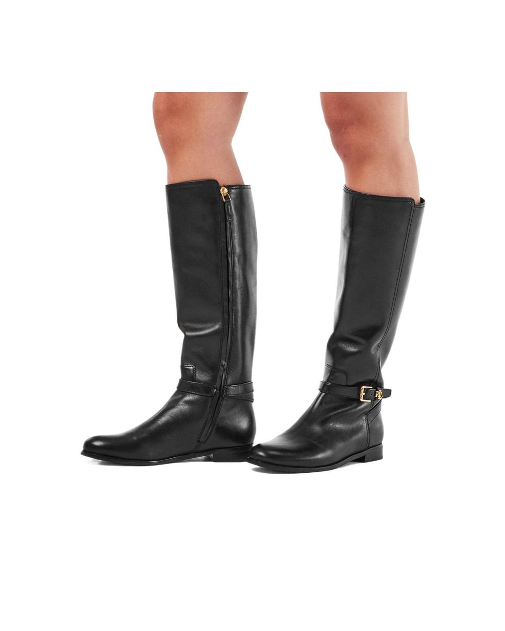 Ralph Lauren Black Leather Knee-High Boot