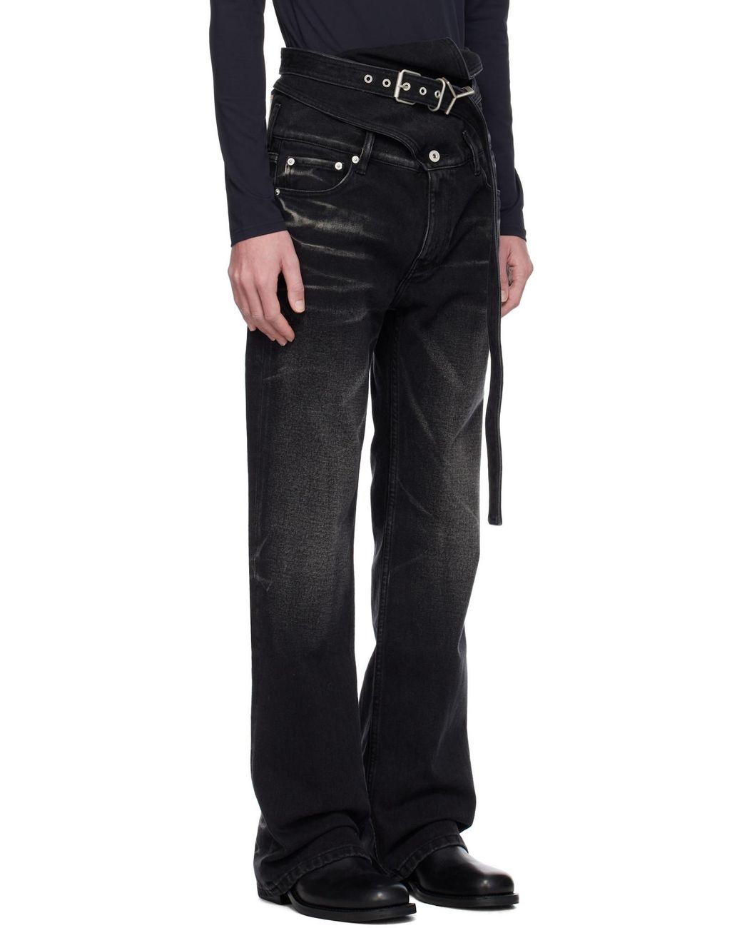 Y. Project Black Wrap Belt Jeans