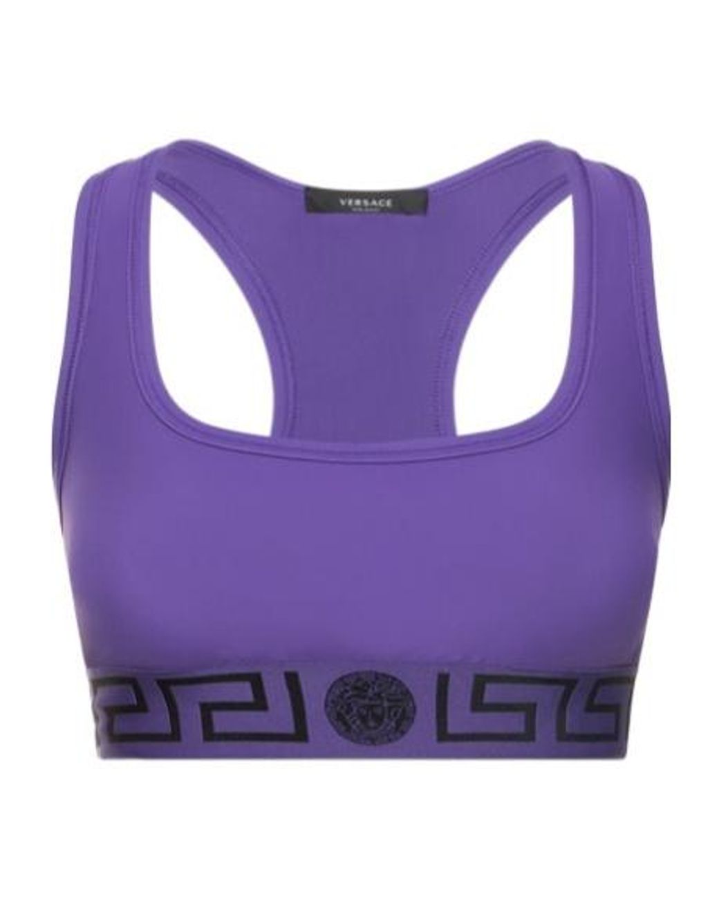 Versace Purple Stretch Tech Greca Sport Bra