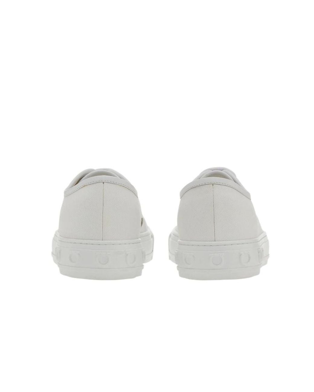 Ferragamo White Logo Embossed Low-Top Sneakers