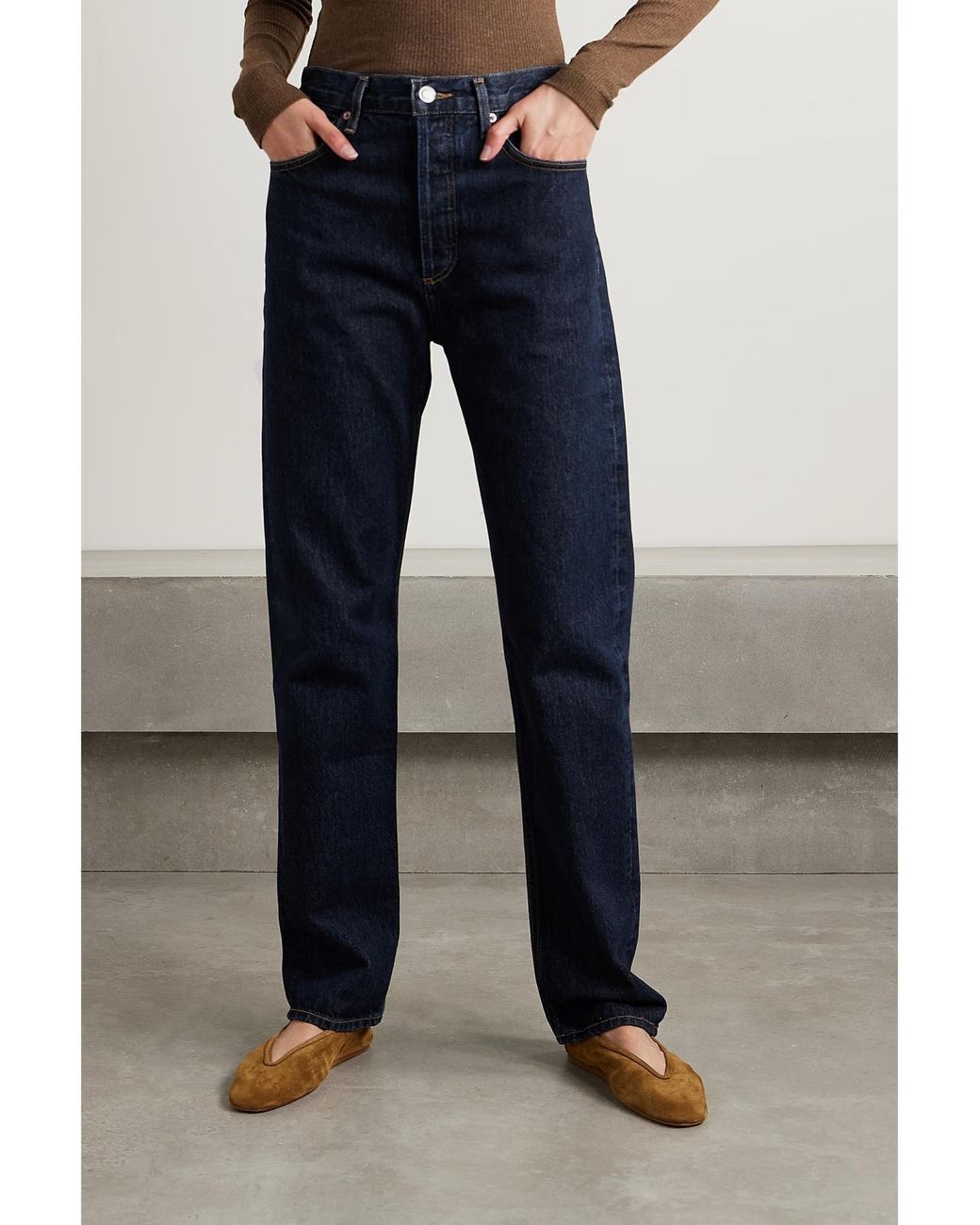 Agolde Blue High Waist Straight Jeans