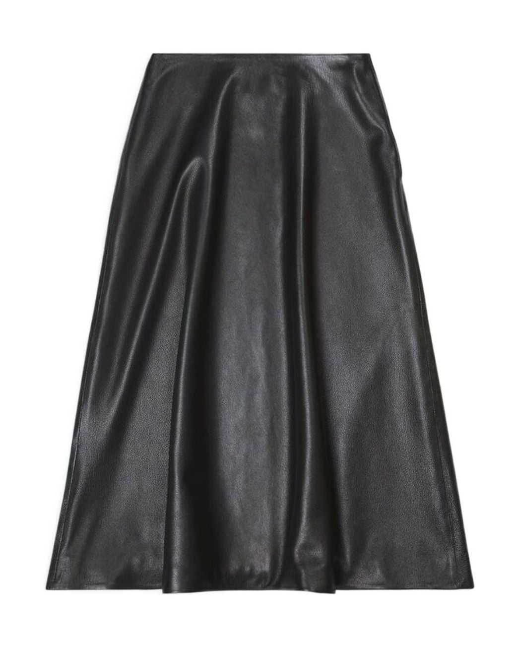 Balenciaga Black A-Line Leather Skirt