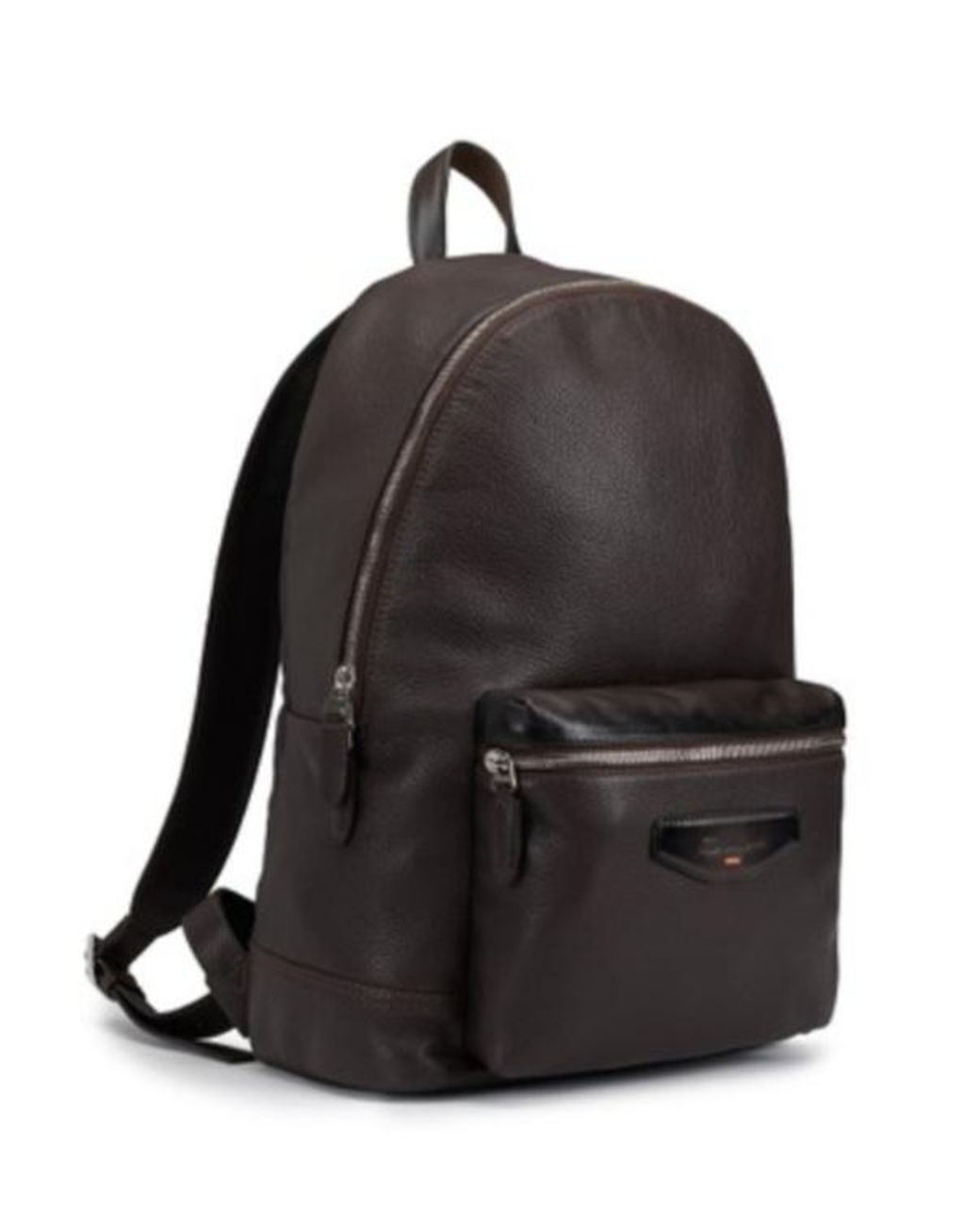 Santoni Black Logo Patch Backpack for men