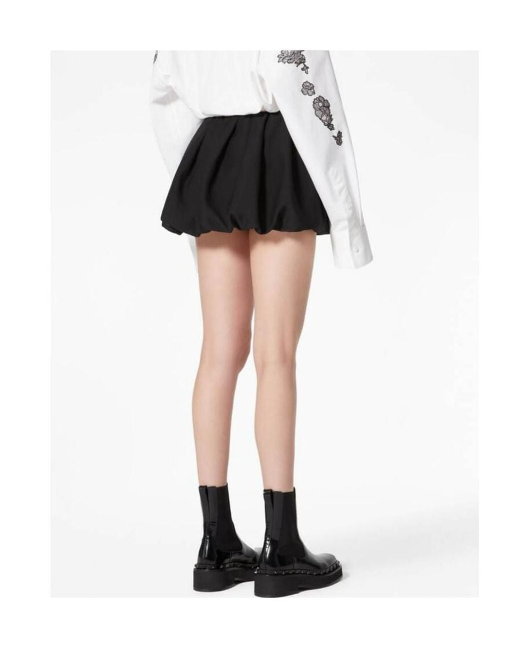 Valentino Black Crepe Couture High Waist Mini Skirt