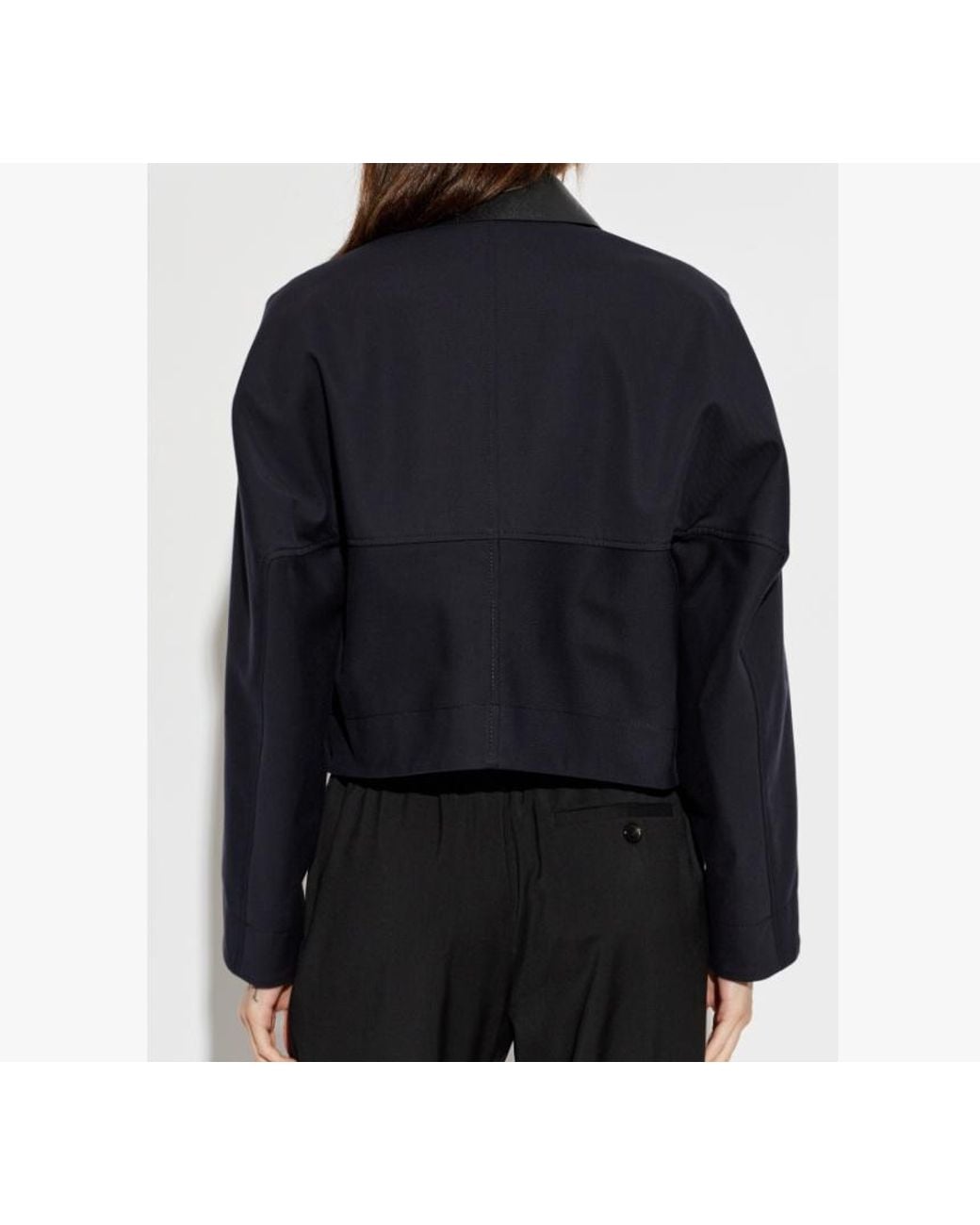 Givenchy Blue Contrast Collar Cropped Jacket