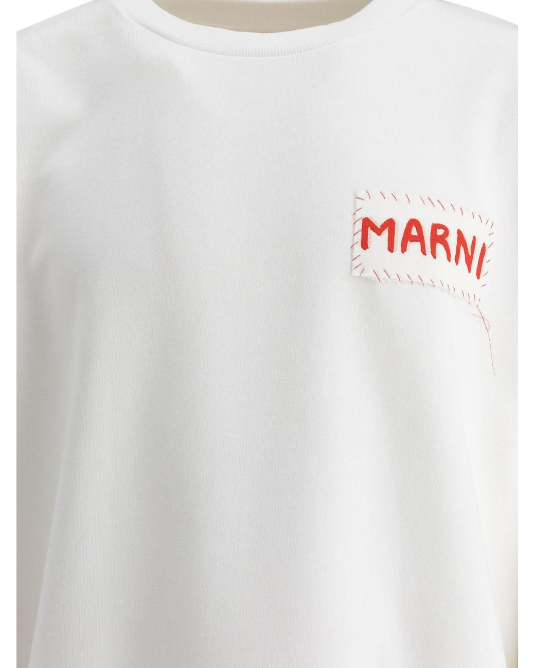 Marni White Logo Patch Crewneck Sweaters for men