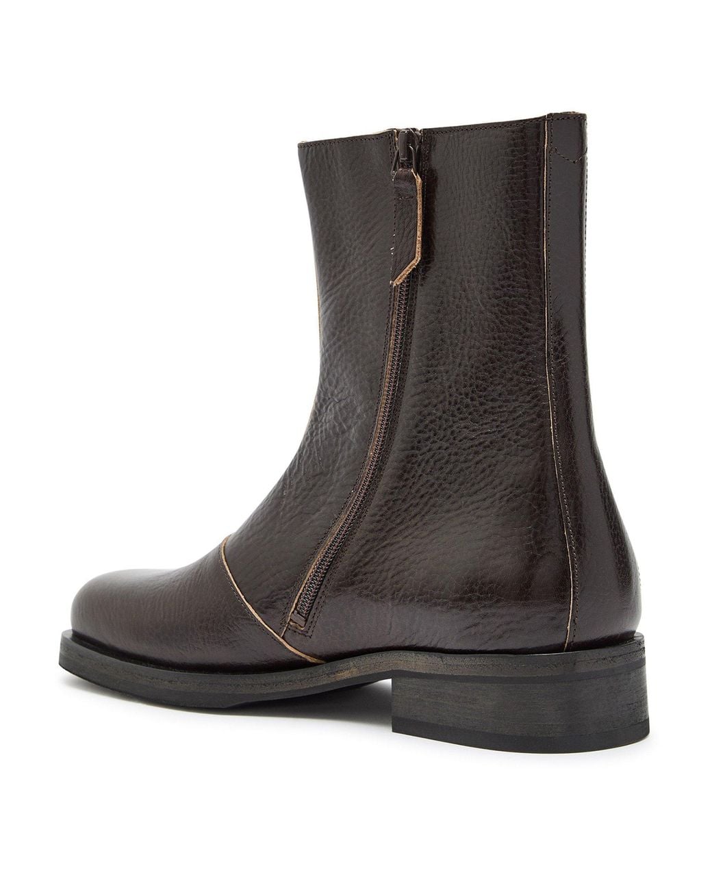 Our Legacy Brown Grain Leather Ankle Boots for men