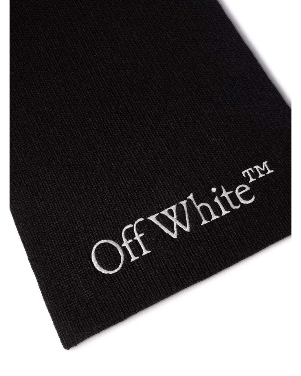 Off-White c/o Virgil Abloh Black Bookish Logo Embroidered Scarf for men