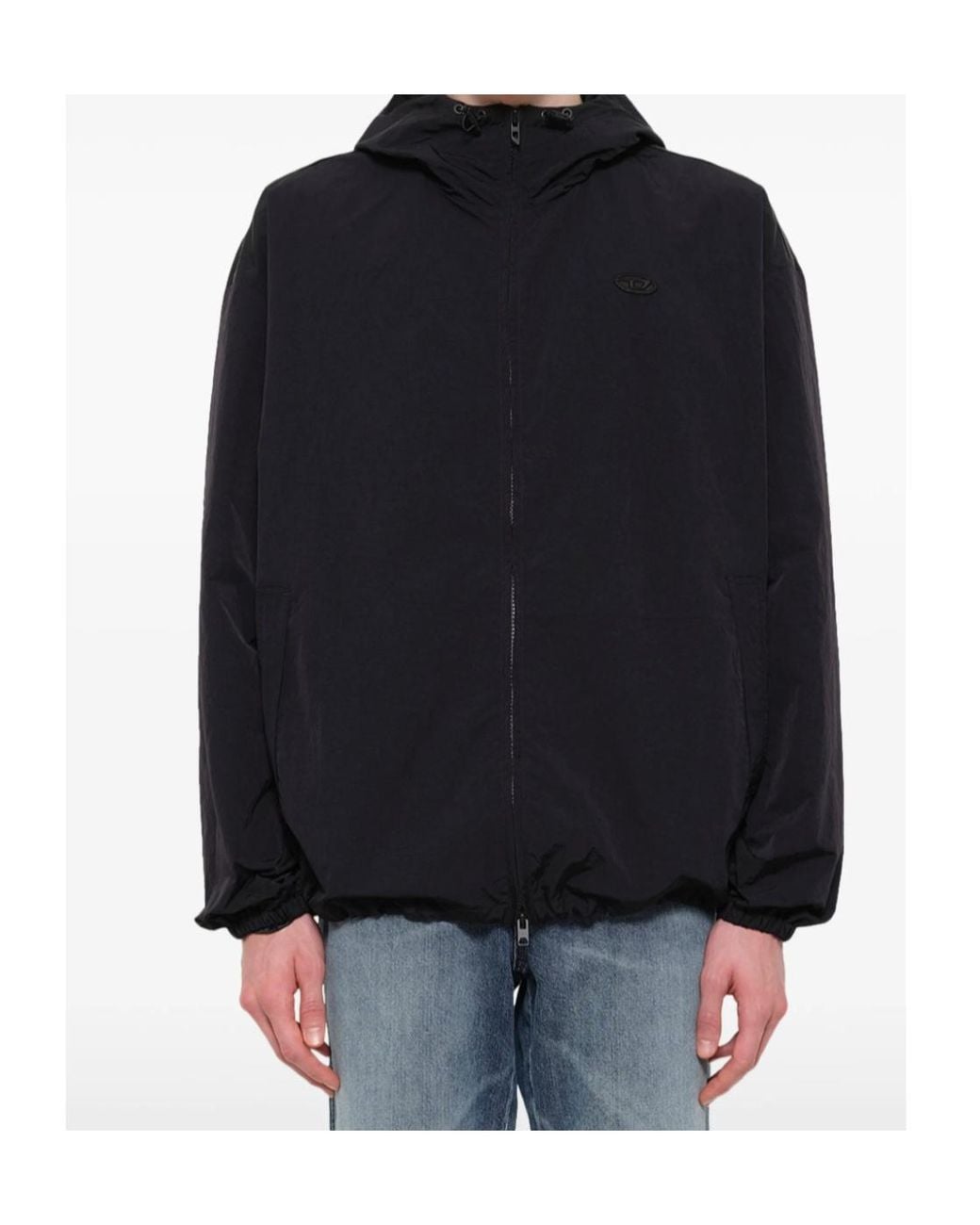 DIESEL Blue Hooded Zip-Up Jacket for men
