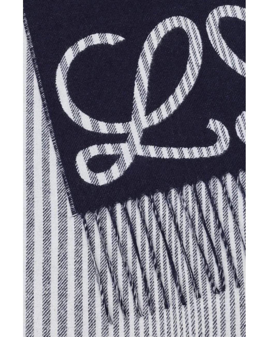 Loewe Blue Anagram Fringed Edge Scarf