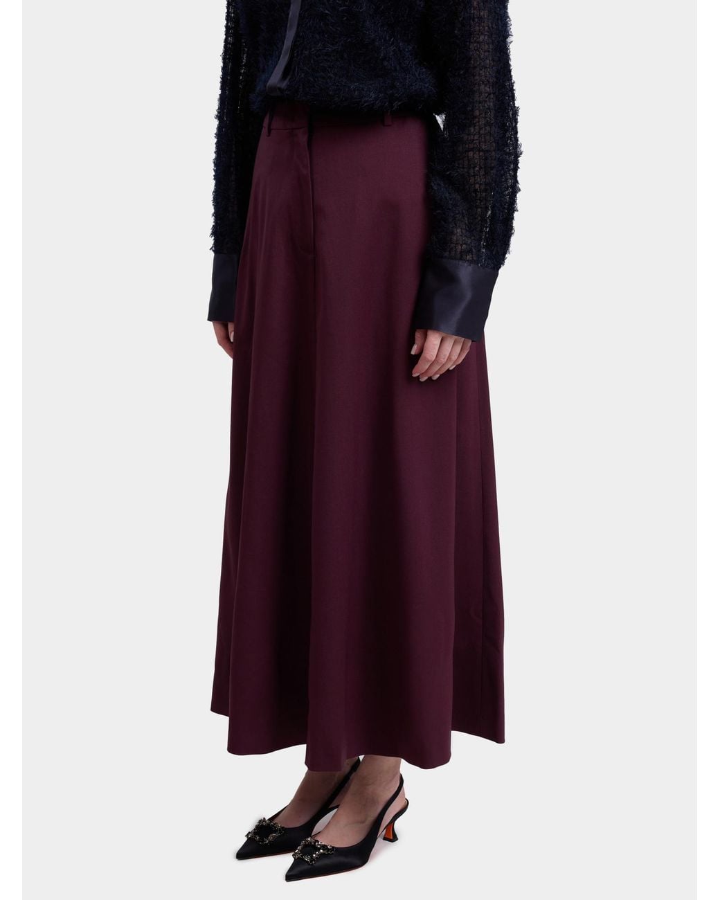Peserico Purple Belt-Loops Midi A-Line Skirt