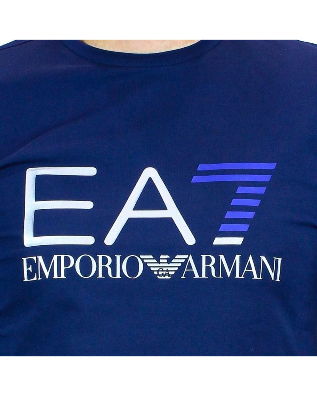 EA7 Blue Round-Necked T-Shirt for men