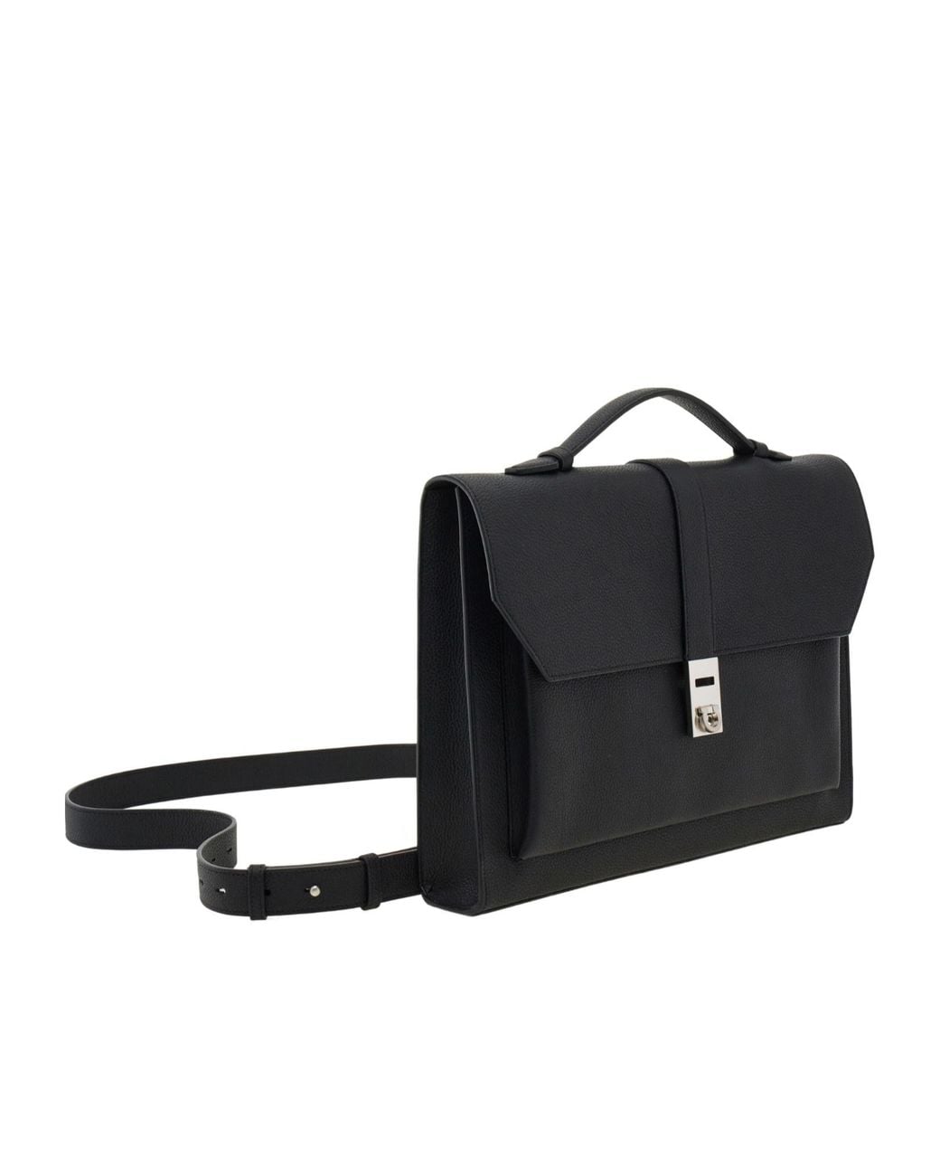Ferragamo Black Hug Buckle Briefcase for men