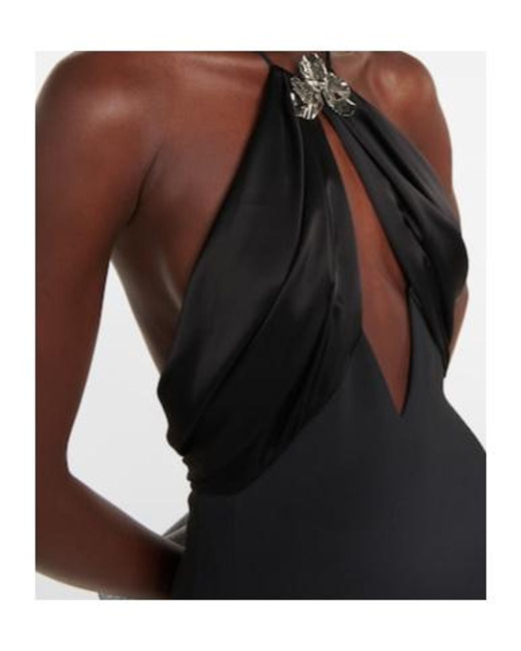 David Koma Black Embellished Halter-Neck Minidress