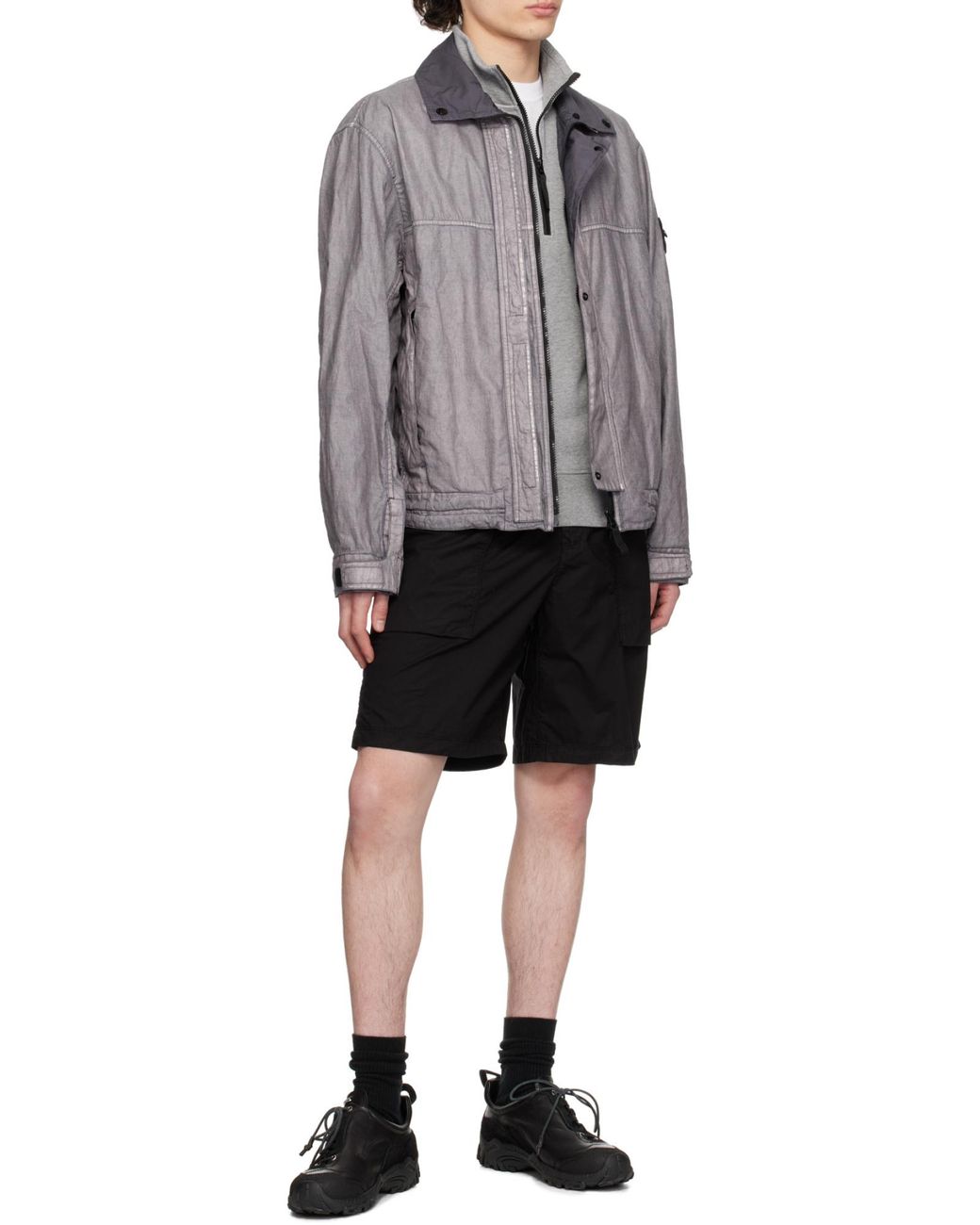 Stone Island Gray Raw Plated-Ovd Jacket for men